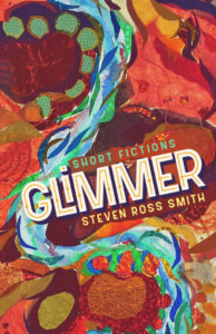 Cover for Glimmer by Steven Ross Smith, depicting graphic of a river running through some rocks